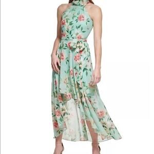 NWOT ELIZA J FLORAL PRINT‎ CHIFFON HIGH LOW DETAILS DRESS SIZE 6